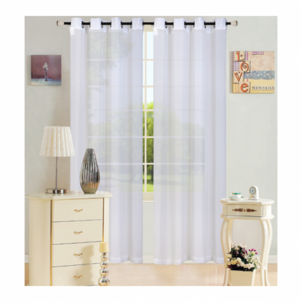 Leah Beige Sheer Grommet Panel Curtain