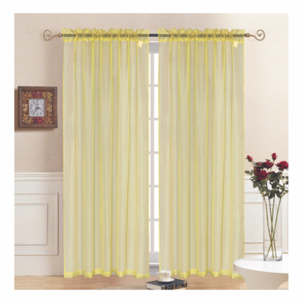 Rena Yellow Sheer Panel Curtain-Rod Pocket