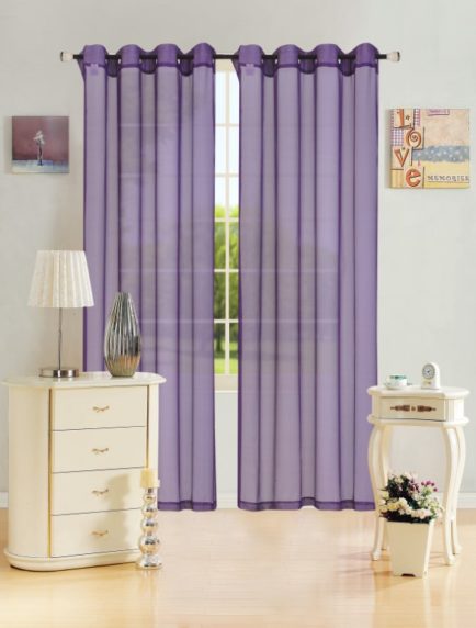 Leah Purple Sheer Grommet Panel Curtain