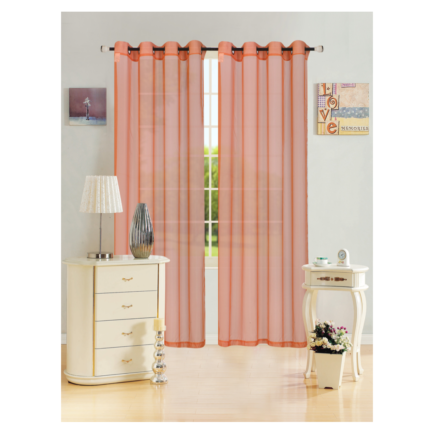 Leah Orange Sheer Grommet Panel Curtain