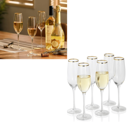 Gold Rim Champagne Flutes