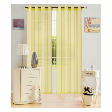 Leah Yellow Sheer Grommet Panel Curtain