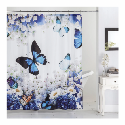 BUTTERFLY GARDEN POLYESTER SHOWER CURTAIN