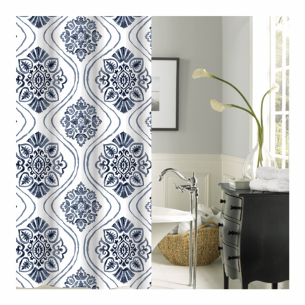 BRIELLE 13PC PRINTED CANVAS SHOWER CURTAIN