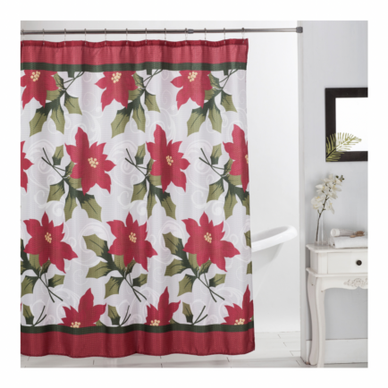 JOYFUL POINSETTIA 13PC SHOWER CURTAIN