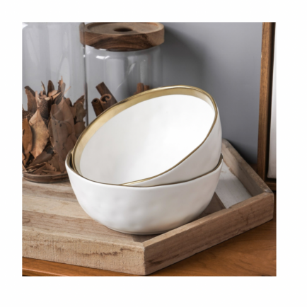Ceramic Bowl with Gold Trim