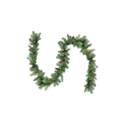 PINE CONE GARLAND W RED BERRIES