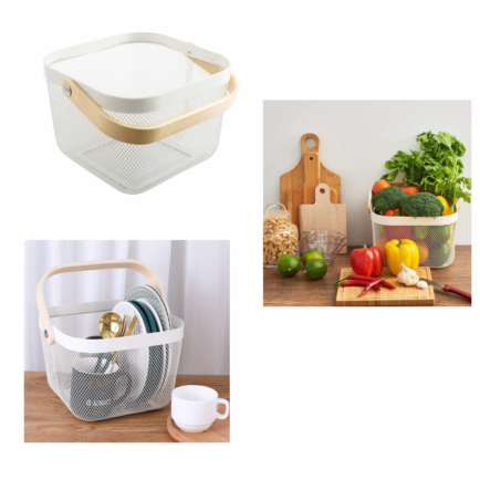 Metal Basket with Wooden Handle