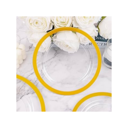 Clear Charger Plate with Gold Trim