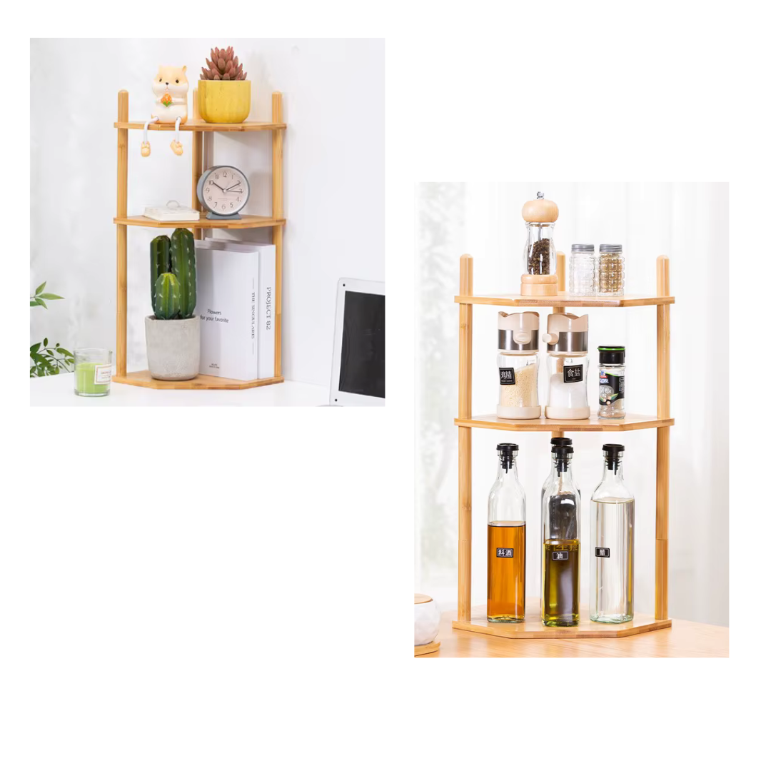 MULTIPURPOSE BAMBOO 3 TIER CORNER RACK