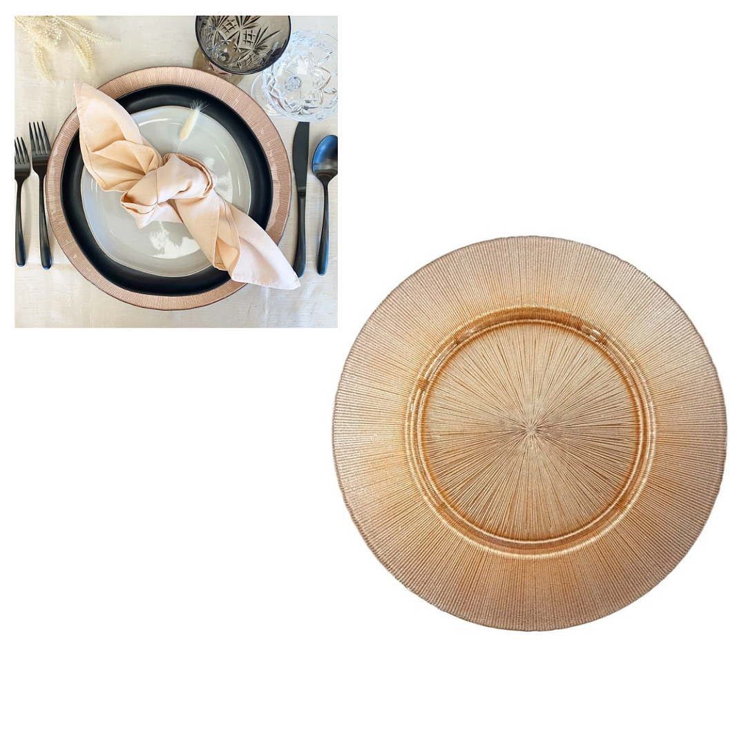 ROSE GOLD GLASS CHARGER PLATE