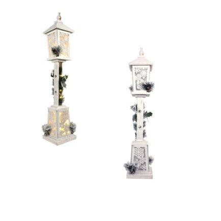 FROSTED FAIRYTALE WHITE SNOWY WOOD LANTERN