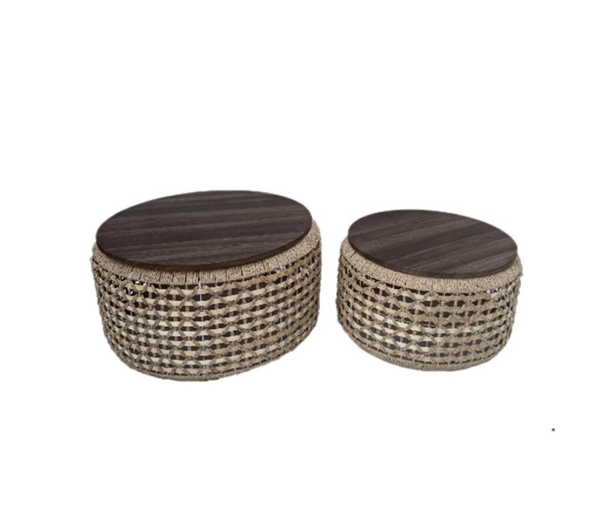 2 PC RATTAN TABLE