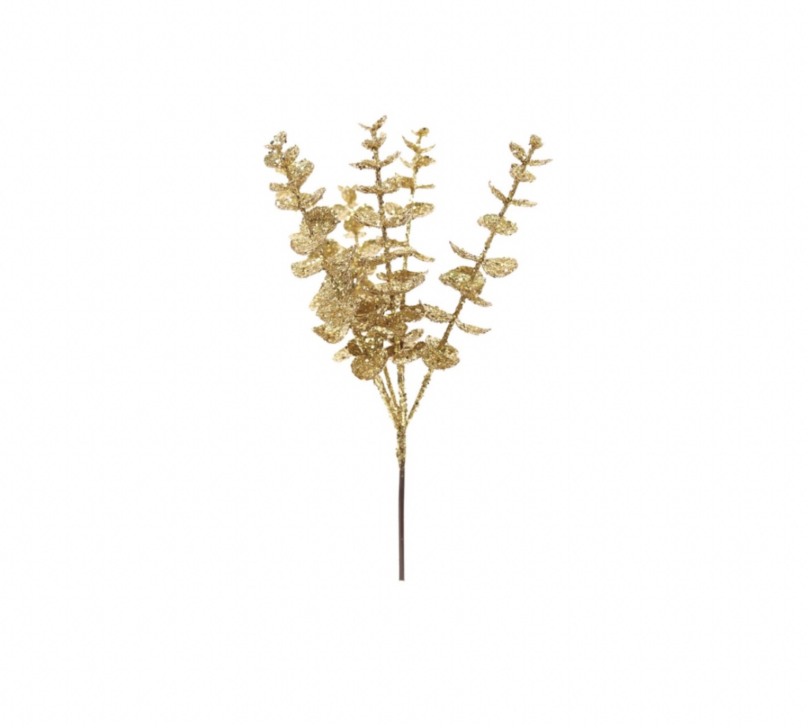 GOLD GLITTER EUCALYPTUS PICK