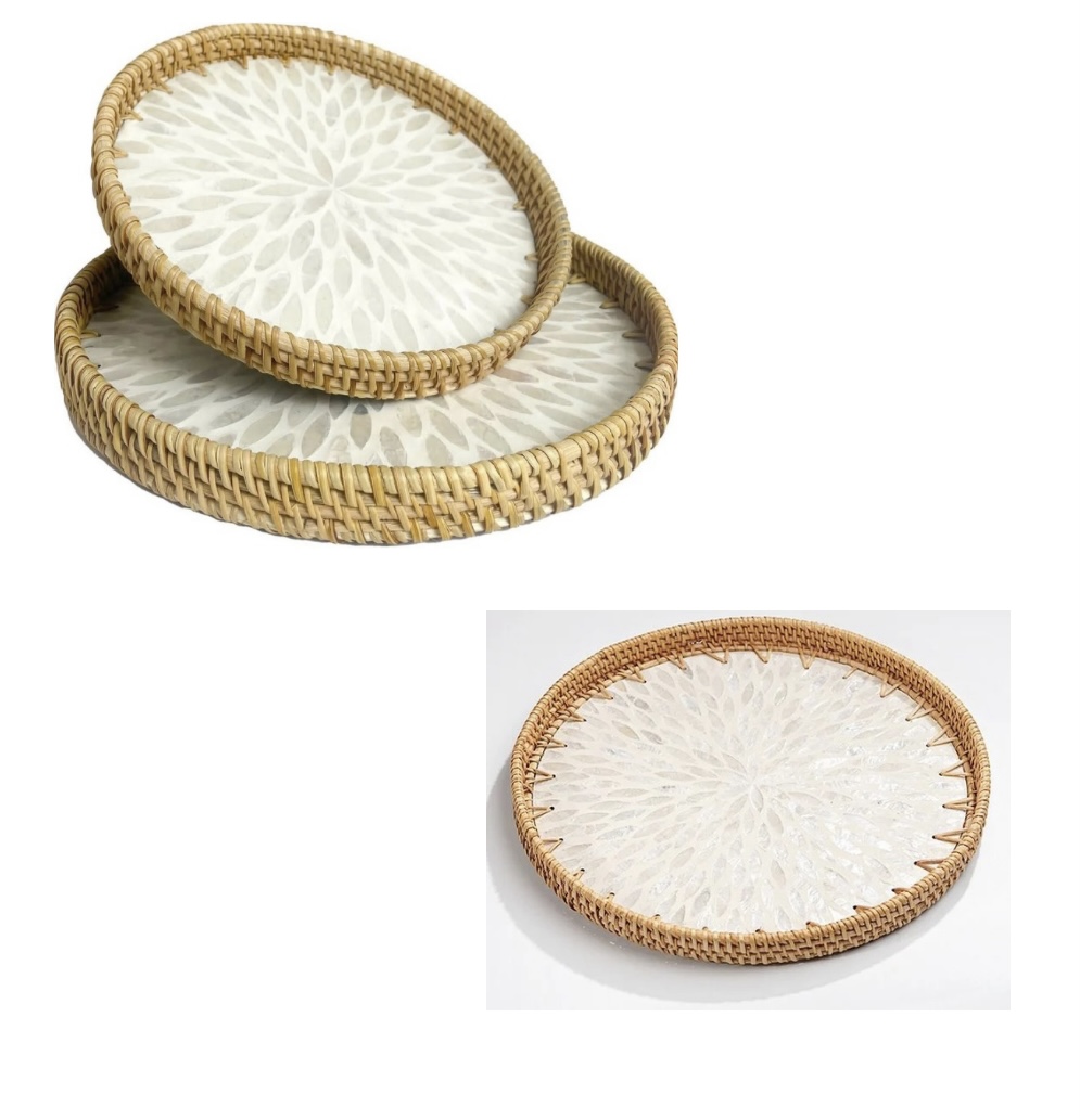 ROUND RATTAN SERVING TRAY