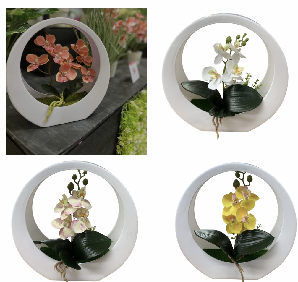 ARTIFICIAL ORCHID IN PLASTIC PLANT POT