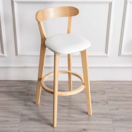 Wooden Bar Stool with Backrest