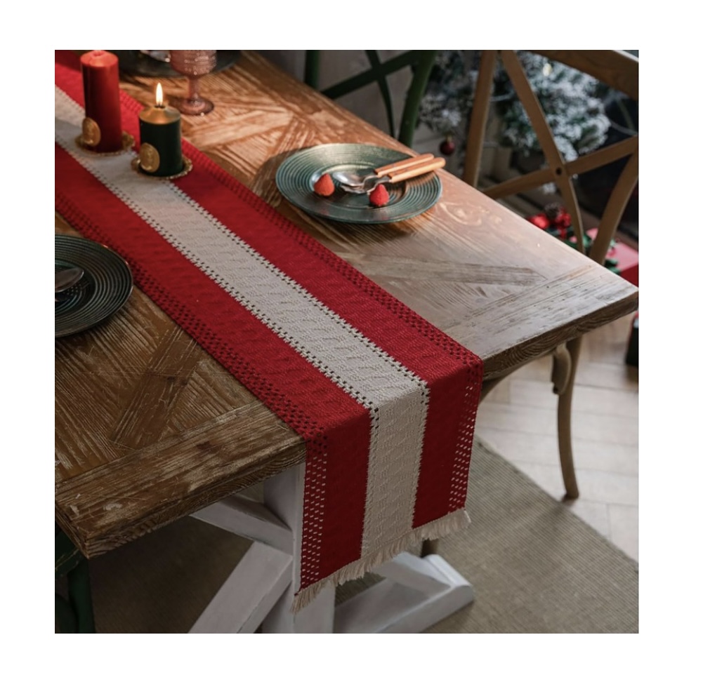 BOHO TABLE RUNNER WITH TASSELS