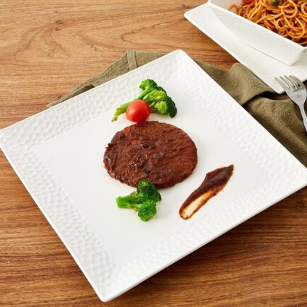 Square Textured Rim Ceramic Plate