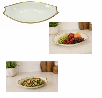 CERAMIC BOWL WITH GOLD RIM