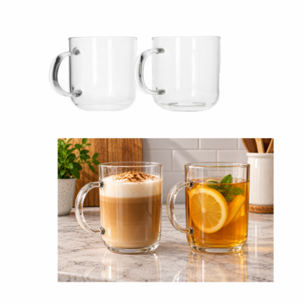 2PC GLASS MUGS